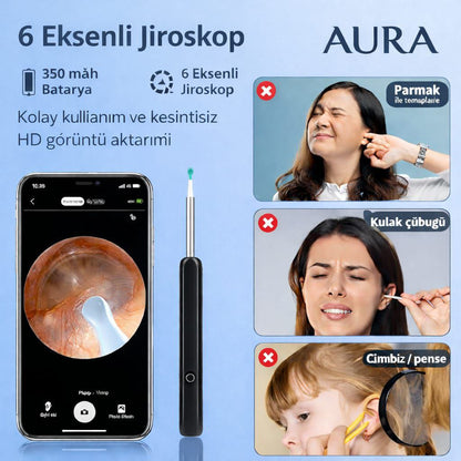 Auro N7 PRO 1296P HD Wi-Fi Otoskop Kamera | LED Işıklı Kulak Temizleme Seti