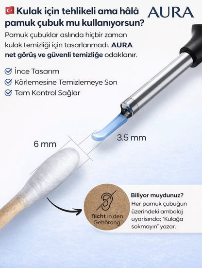 Auro N7 PRO 1296P HD Wi-Fi Otoskop Kamera | LED Işıklı Kulak Temizleme Seti
